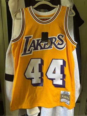 Jerry west Mitchell & Ness Los Angeles Lakers Yellow/Purple #44 Jersey